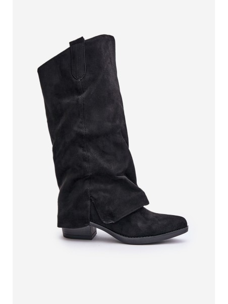 Women's Low Heeled Boots With Turned Shaft Black Stinova
