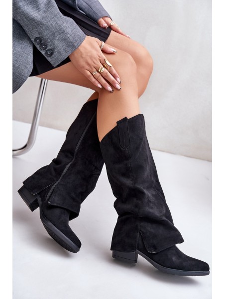Women's Low Heeled Boots With Turned Shaft Black Stinova