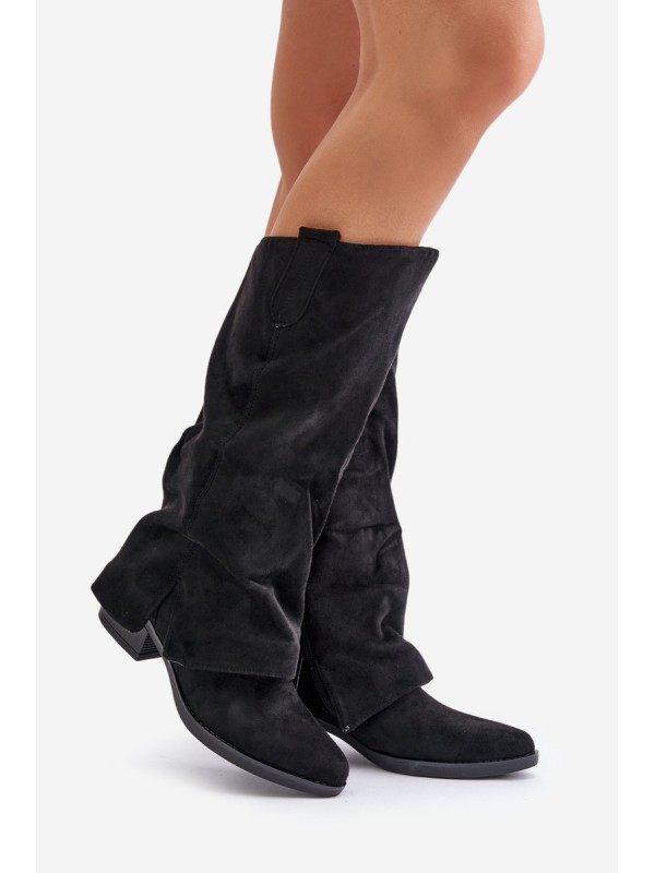 Women's Low Heeled Boots With Turned Shaft Black Stinova