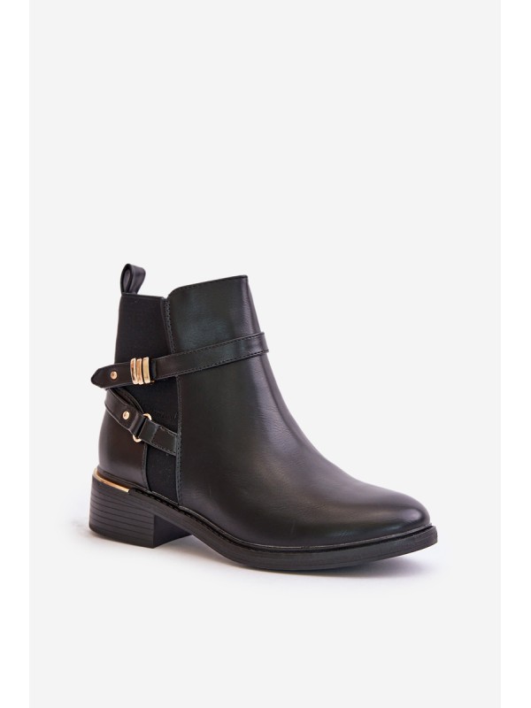 Women Boots Insulated With Decorative Straps Black Kikirra