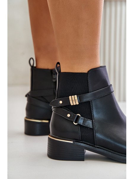 Women Boots Insulated With Decorative Straps Black Kikirra