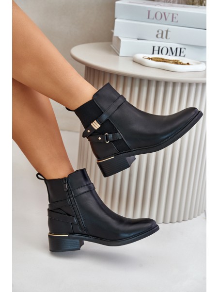 Women Boots Insulated With Decorative Straps Black Kikirra
