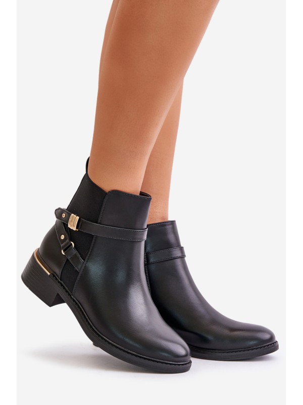 Women Boots Insulated With Decorative Straps Black Kikirra