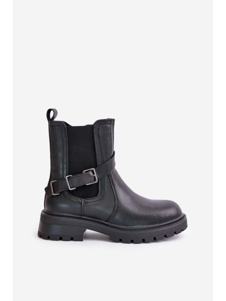 Leather Insulated Ankle Boots With Strap Black Sergio Leone TR719-S
