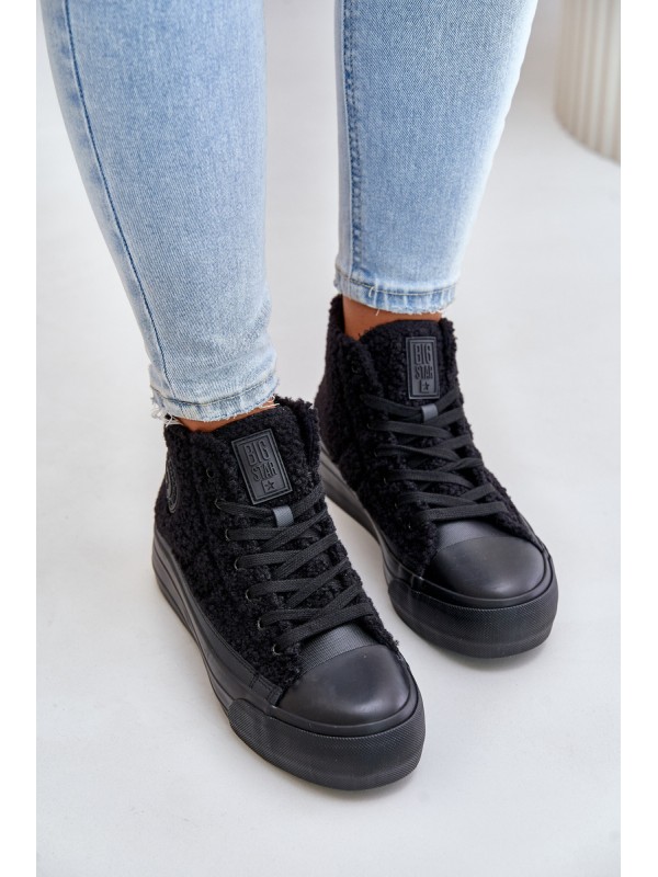 Insulated Women's Sneakers with Lambskin Big Star OO274A443 Black