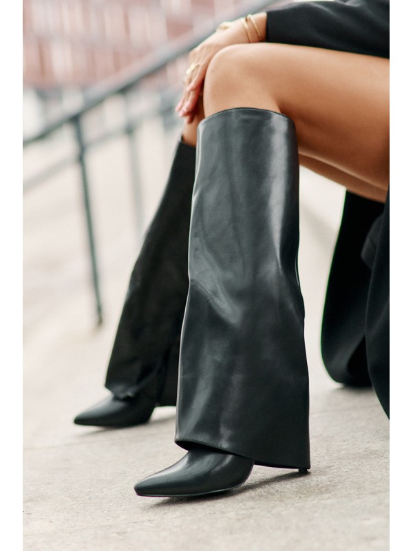 Warm Heeled Boots with Rolled Shaft Black Tamonia 2