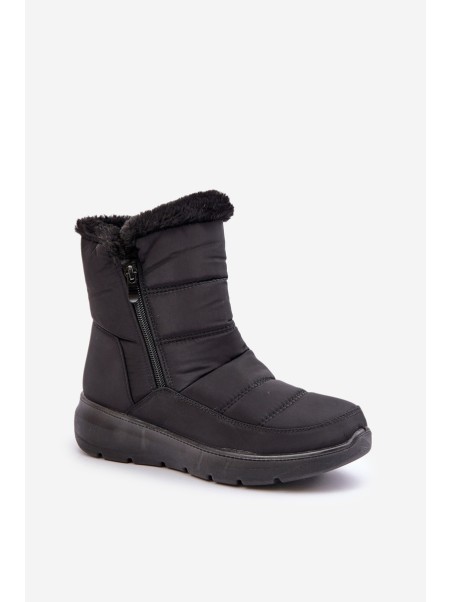 Women's Snow Boots With Zipper And Fur Black Dritane