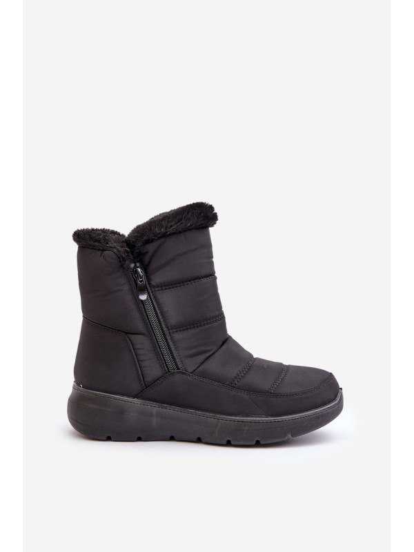 Women's Snow Boots With Zipper And Fur Black Dritane