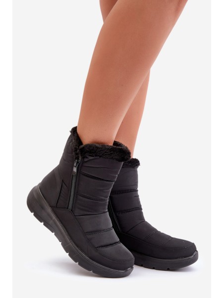 Women's Snow Boots With Zipper And Fur Black Dritane