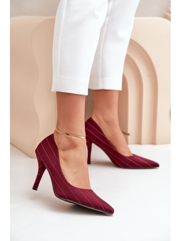Fabric women's heels in striped burgundy Tifidra 2