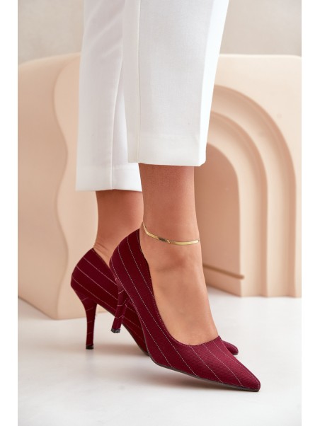 Fabric women's heels in striped burgundy Tifidra