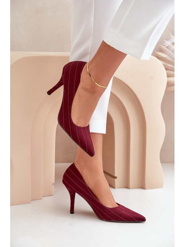 Fabric women's heels in striped burgundy Tifidra