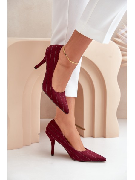 Fabric women's heels in striped burgundy Tifidra