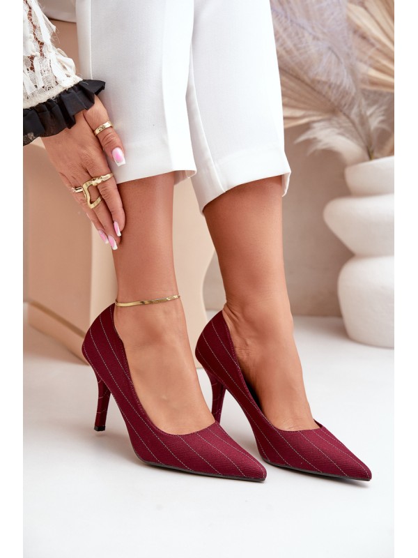 Fabric women's heels in striped burgundy Tifidra