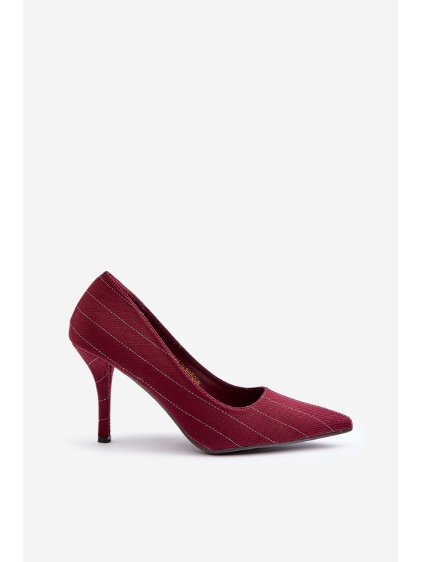 Fabric women's heels in striped burgundy Tifidra