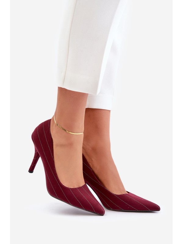 Fabric women's heels in striped burgundy Tifidra