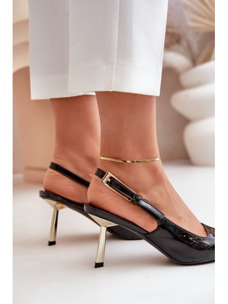Lacquered Heels With Open Back Black Filona