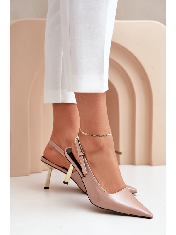 Lacquered Heels With Open Back Beige Filona 2