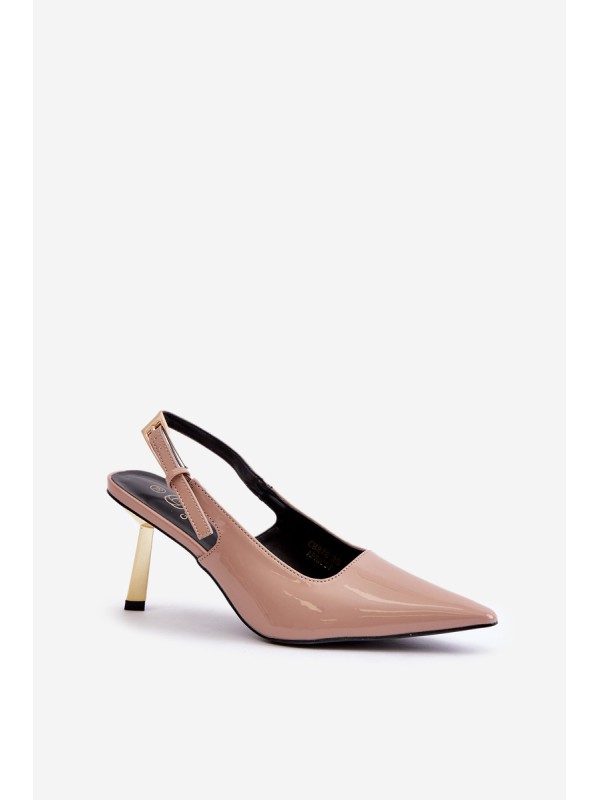 Lacquered Heels With Open Back Beige Filona