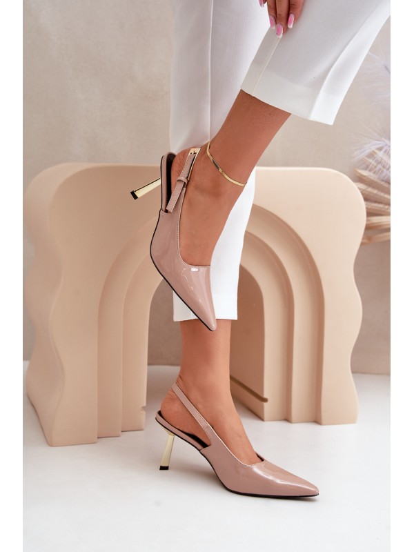 Lacquered Heels With Open Back Beige Filona