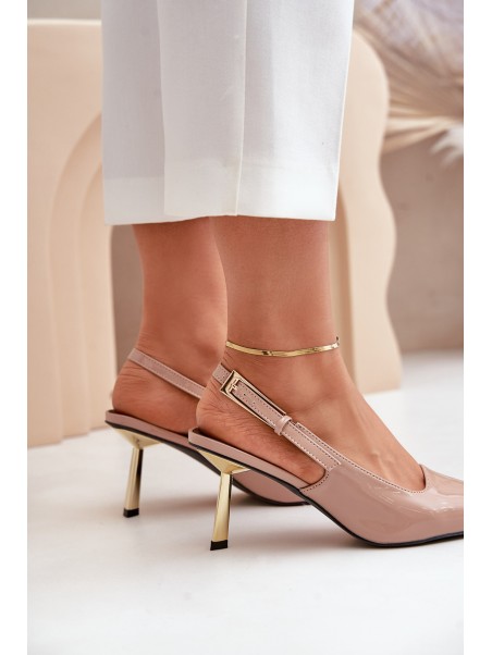 Lacquered Heels With Open Back Beige Filona