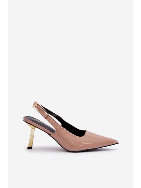 Lacquered Heels With Open Back Beige Filona