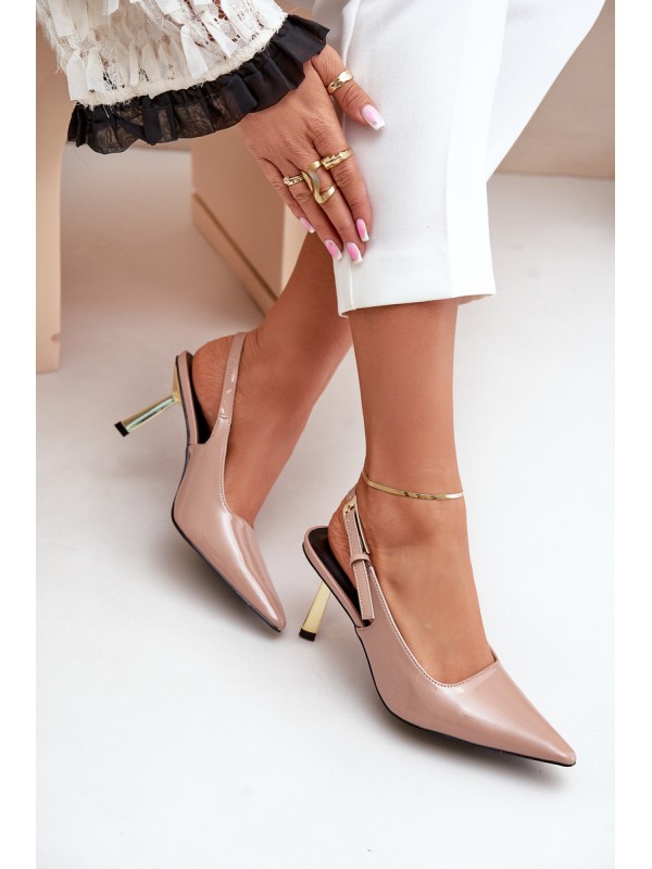 Lacquered Heels With Open Back Beige Filona