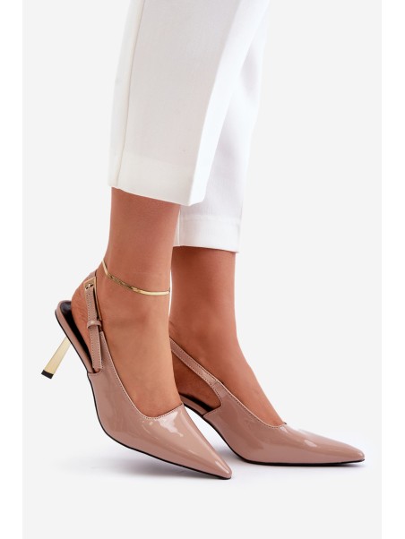 Lacquered Heels With Open Back Beige Filona