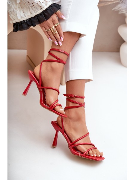 Stylish High Heels With Straps Red Saredi