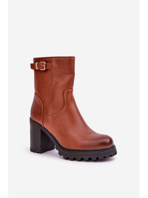 Insulated ankle boots with buckle brown Selavia