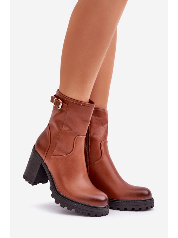 Insulated ankle boots with buckle brown Selavia