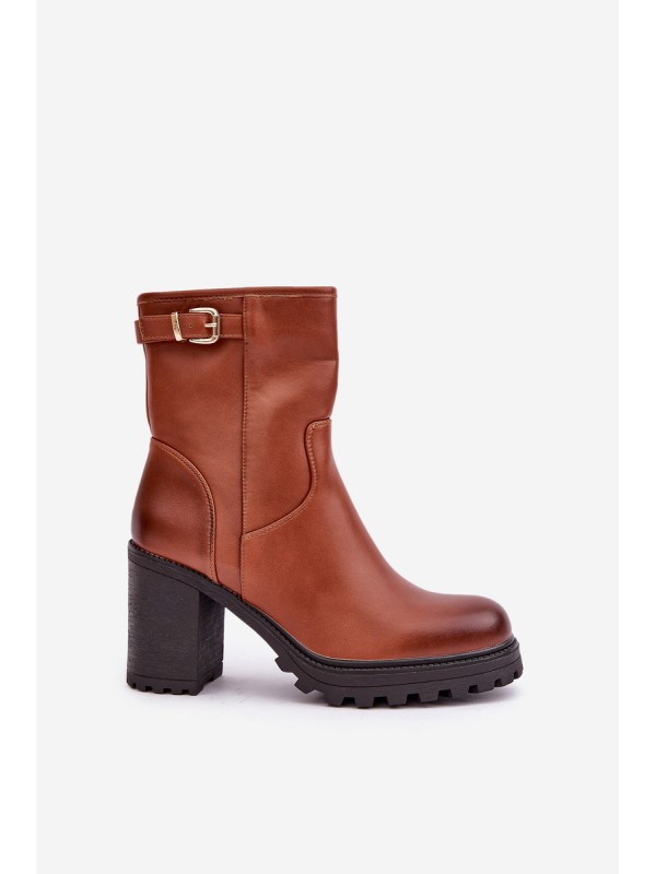 Insulated ankle boots with buckle brown Selavia