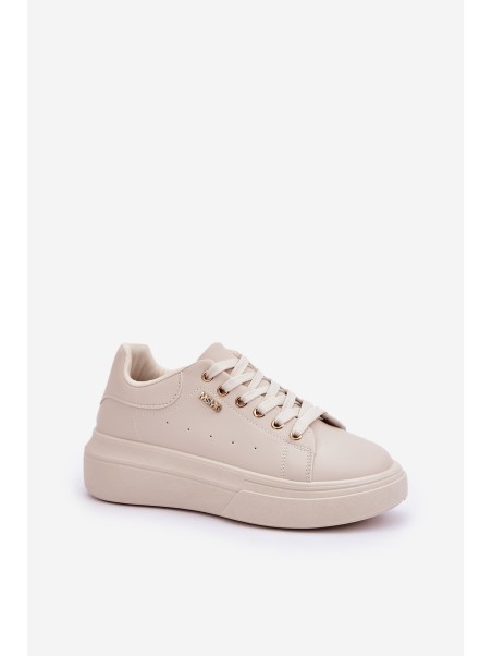 Ladies Sneakers On Platform Eco Leather Light Beige Lelandine