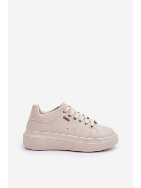 Ladies Sneakers On Platform Eco Leather Light Beige Lelandine