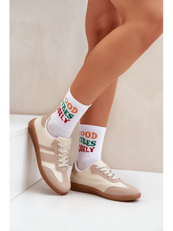 Low Women's Sneakers Made Of Eco Leather Beige Nonalorin