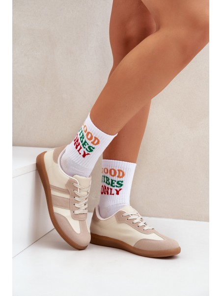 Low Women's Sneakers Made Of Eco Leather Beige Nonalorin