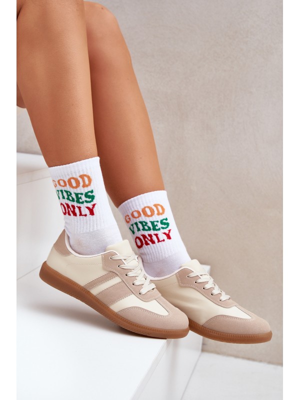 Low Women's Sneakers Made Of Eco Leather Beige Nonalorin