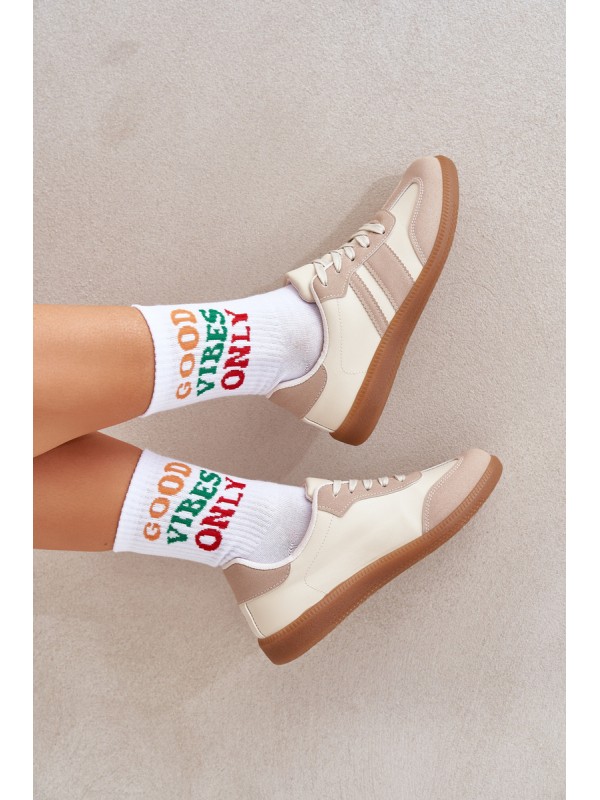 Low Women's Sneakers Made Of Eco Leather Beige Nonalorin