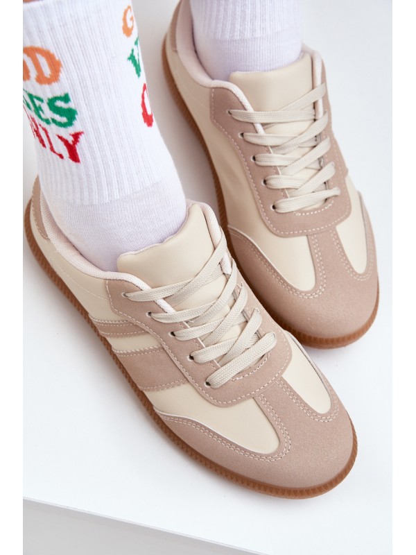 Low Women's Sneakers Made Of Eco Leather Beige Nonalorin