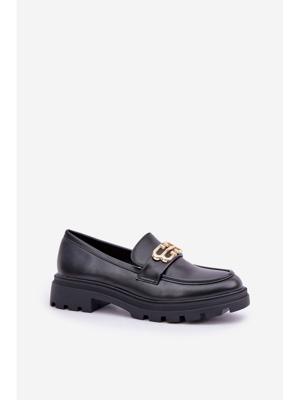 Women Moccasins With Golden Detail Black Trionna
