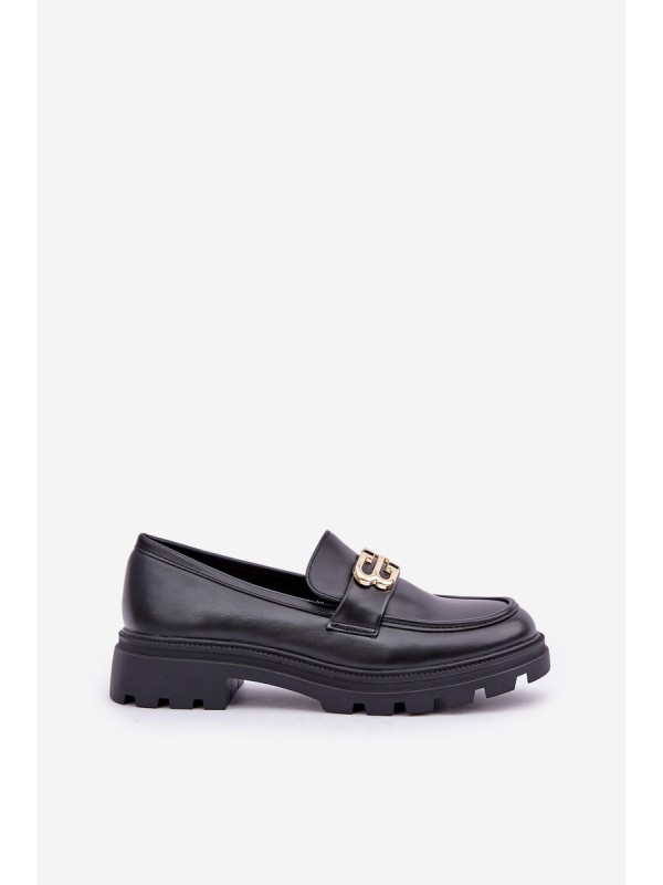 Women Moccasins With Golden Detail Black Trionna
