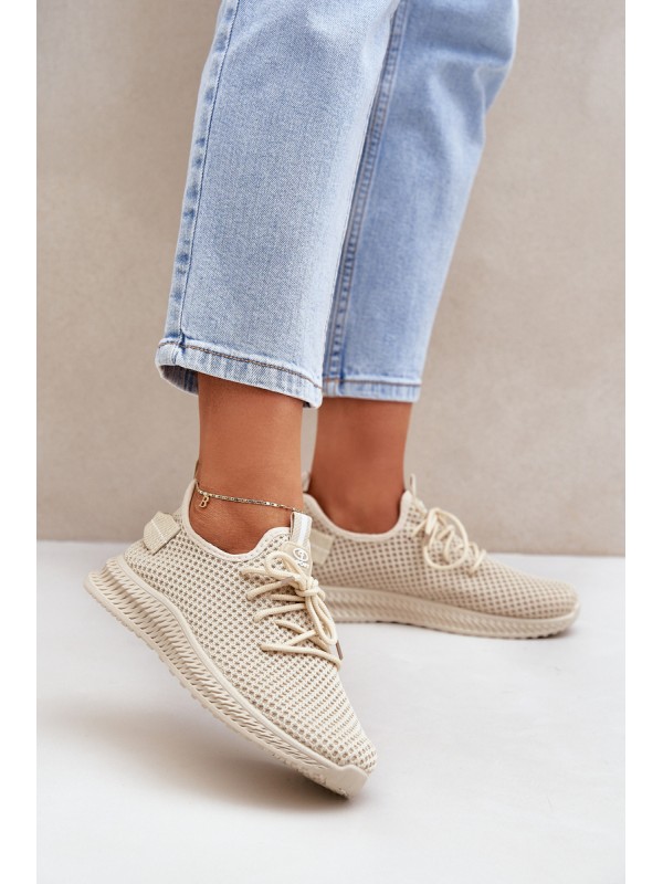 Mesh Slip On Sports Shoes Women Beige Harice 2