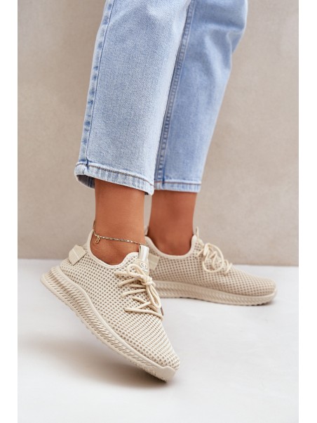 Mesh Slip On Sports Shoes Women Beige Harice