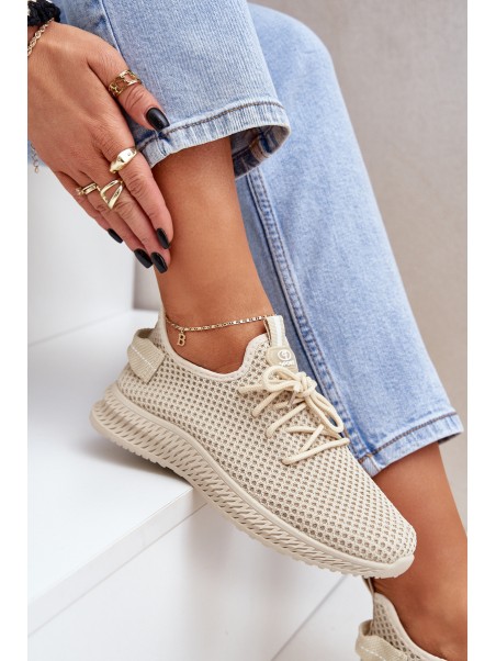 Mesh Slip On Sports Shoes Women Beige Harice
