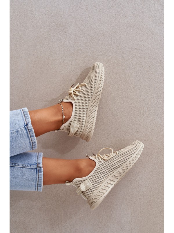 Mesh Slip On Sports Shoes Women Beige Harice