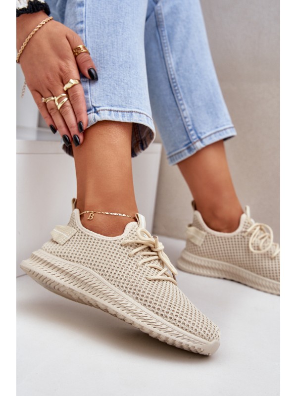 Mesh Slip On Sports Shoes Women Beige Harice