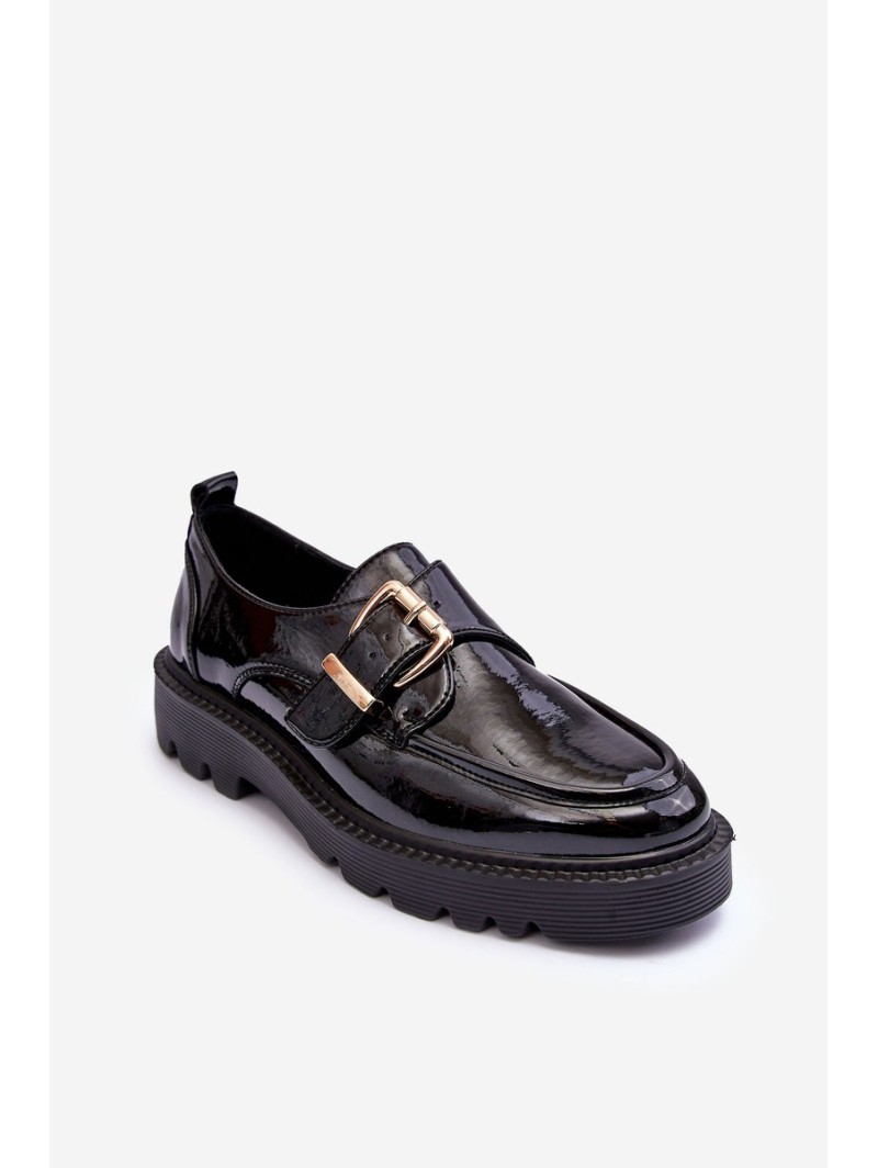 Patent Leather Flats with Buckle Black Meara