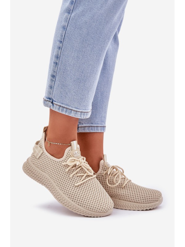 Mesh Slip On Sports Shoes Women Beige Harice