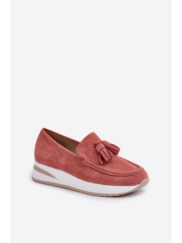 Moccasins On A Delicate Wedge Eco Suede Pink Challavia