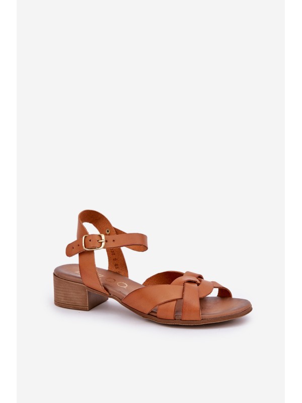 Leather Sandals On A Delicate Heel Brown Zazoo 40372